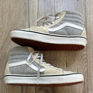 Vans Cream and Gray High-Top Sneakers